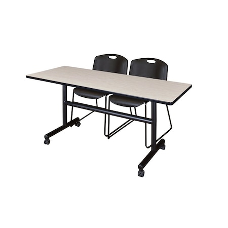 Kobe FlipTop Table, 60" W, 29" H, Laminate Top, Maple MKFT6024PL44BK